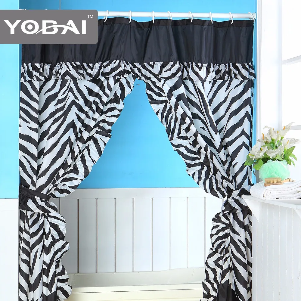 Custom Double Swag Shower Curtain with Valance