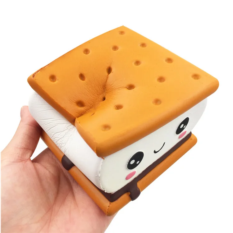 Promotion Anti Stress Release Cartoon Sandwich Biscuit Slow Rising Squishies Simulation Food Wholesale Squishy  Biscuits