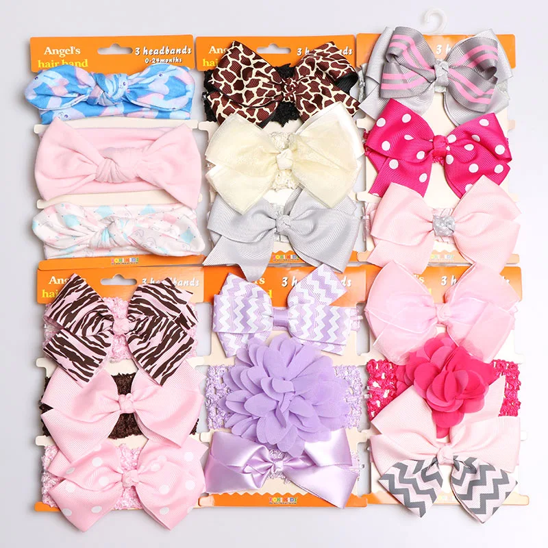 4Pcs Baby Headband Socks Set Flower Crown Bows Girl Hair Band Hair Accessories 