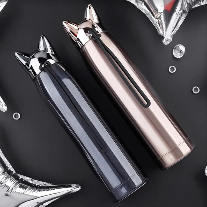 Thermos Bottle Stainless Steel Vacuum Flasks Cute Cat Ear Tea Milk