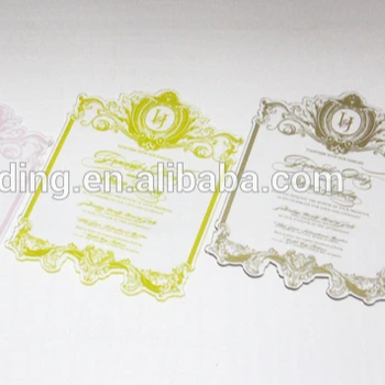 Custom different shape plexiglass acrylic wedding clear acrylic invitation
