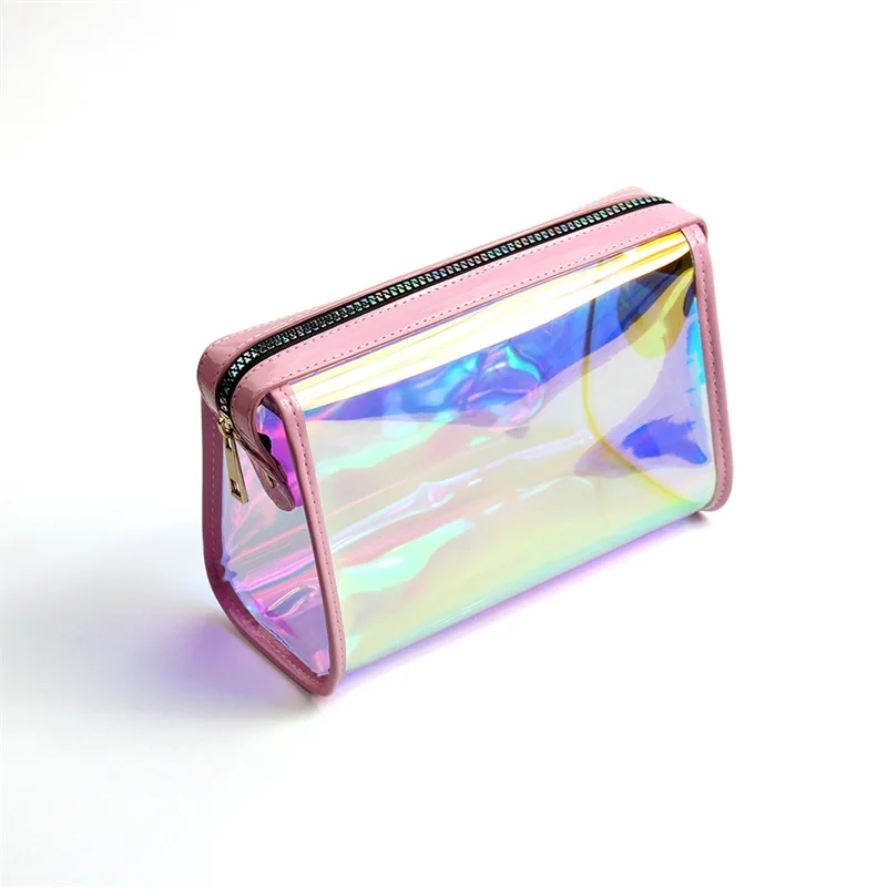 Оптовая продажа модная голографическая ПВХ лазерная прозрачная косметичка от производителя