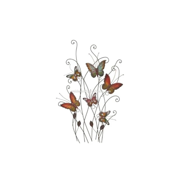 Metal Crafts Wall Art Butterfly Resting on Plants