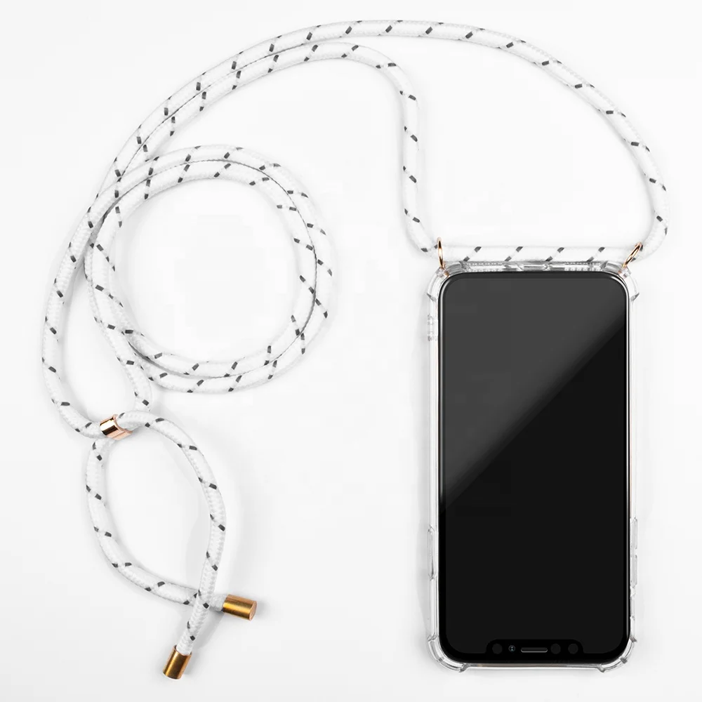 2019 New Arrival Multi Color TPU Crossbody Handykette Touch White Mobile Phone Case with Neck Strap for iPhone X Xs XR Case