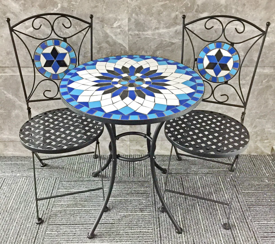 Outdoor patio set and chair Mosaic Bistro Table black