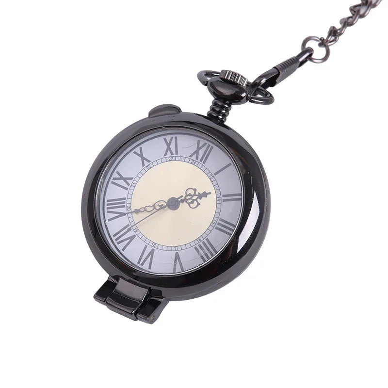 Vintage See Through Gold Roman Dial 24-hour Black Large Necklace