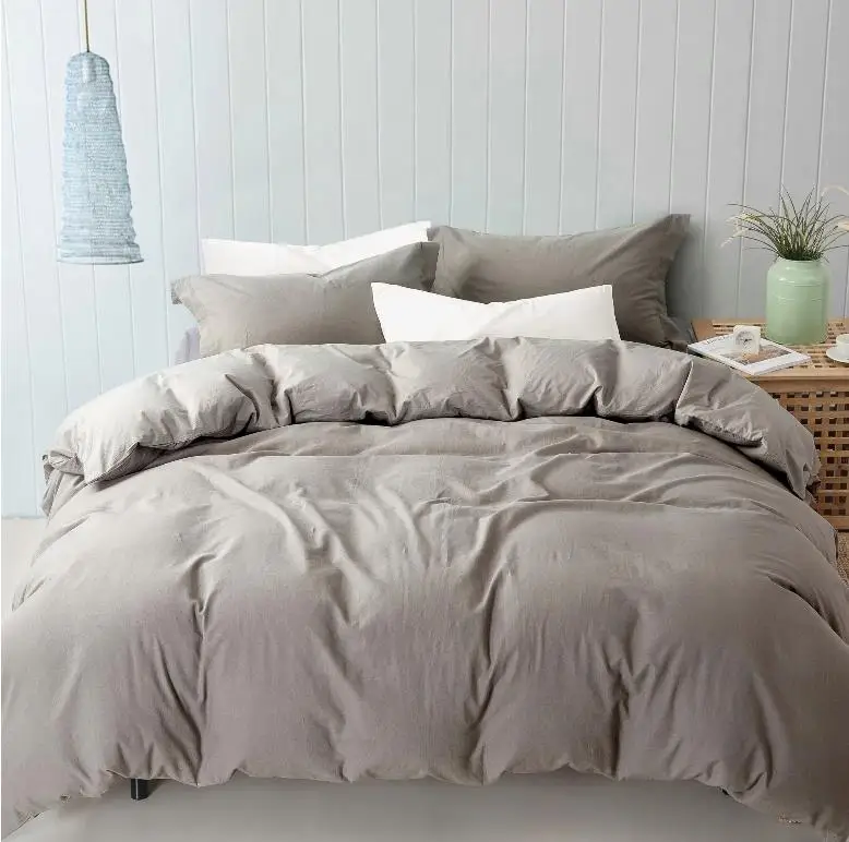 300TC белья комплект хлопкового постельного Твердые смесь пододеяльник простынь и наволочки подушка