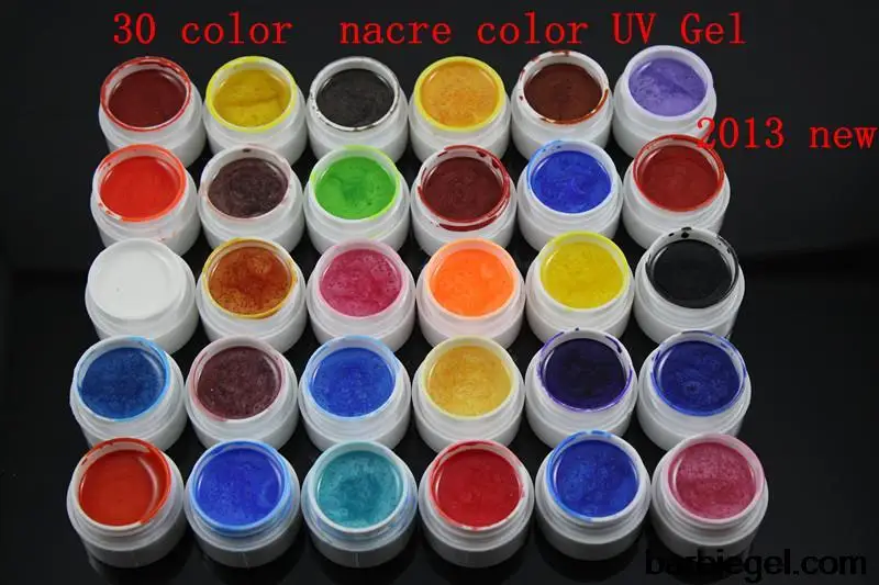 2014 new 30 pearlescent nacre color UV Gel colored vu gel For Nail Art uv gel