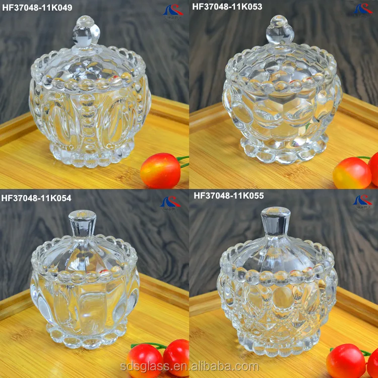 Mini Candy Holders Glass Sugar Bowl With Lid HF37048 Fruits Canister Container Jewelry Storage Box
