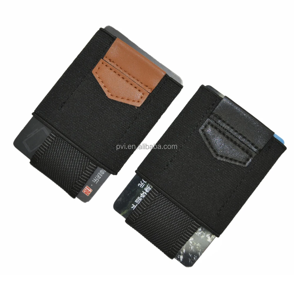 Slim Front Pocket Elastic Band Card Holder Wallet with Pull Tab and Coin Pocket