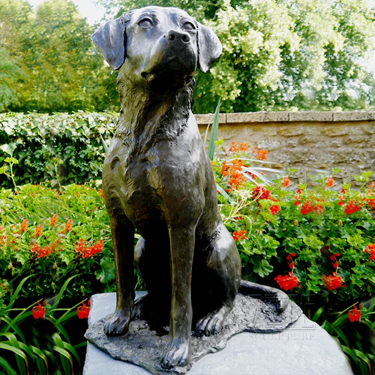 vintage ラブラドール　レトリバー　ブロンズ像 屋外装飾動物像等身大ブロンズラブラドールレトリバー犬の彫刻