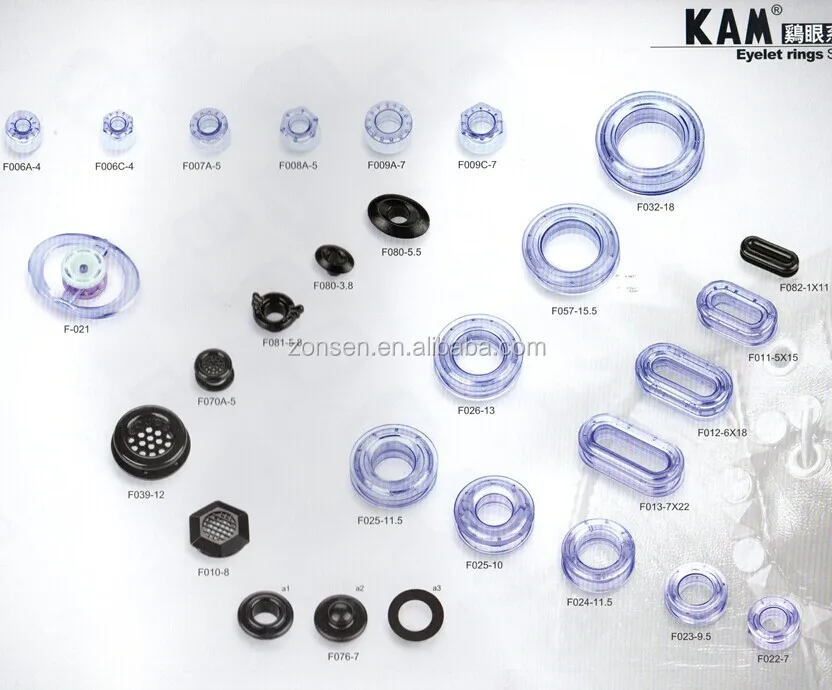 Оптовая продажа: пластиковые люверсы KAM, прозрачные пластиковые люверсы, люверсы, люверсы