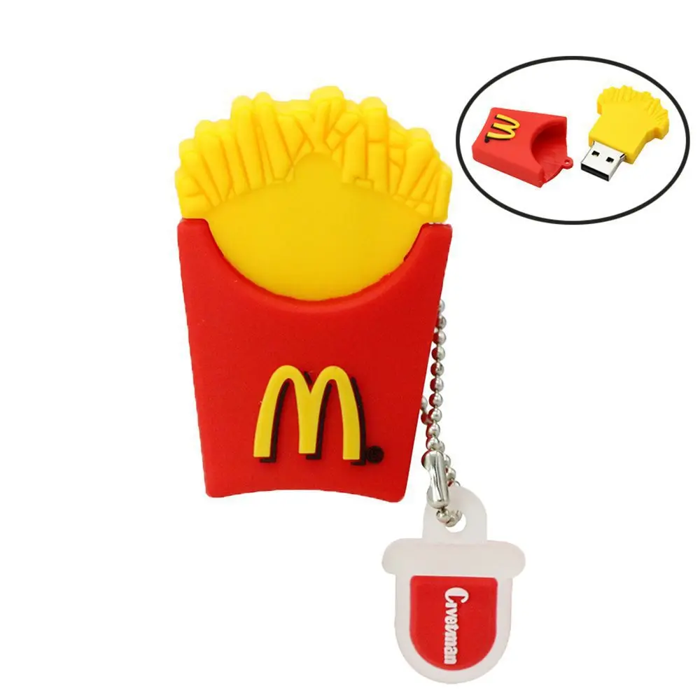 Custom 3D Design PVC French Fries USB Pendrive PVC Food USB Flash Drive