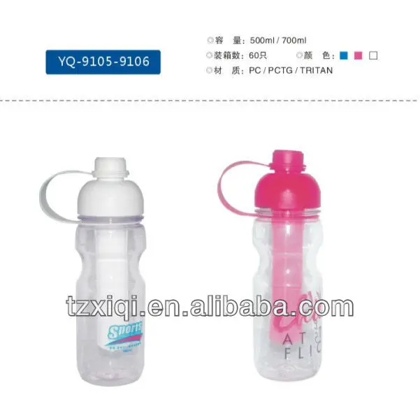 YAQI 500ml Transparent Water Bottle With Ice Stick Portable Bike Sports Unbreakable Plastic Bottle