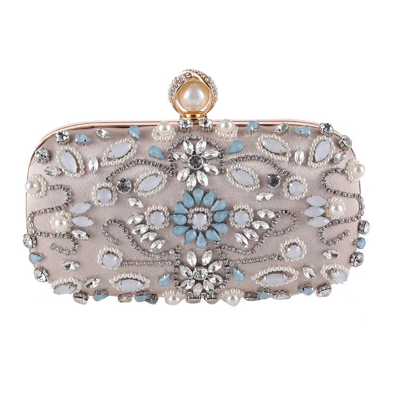 Flada Womens Hollow Diamante Crystal Evening Handbag Clutches Purse Wedding Bag 