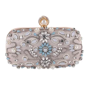 Vintage Jeweled Luxury Wedding Evening beaded Party knuckle Hand small clutch purse
