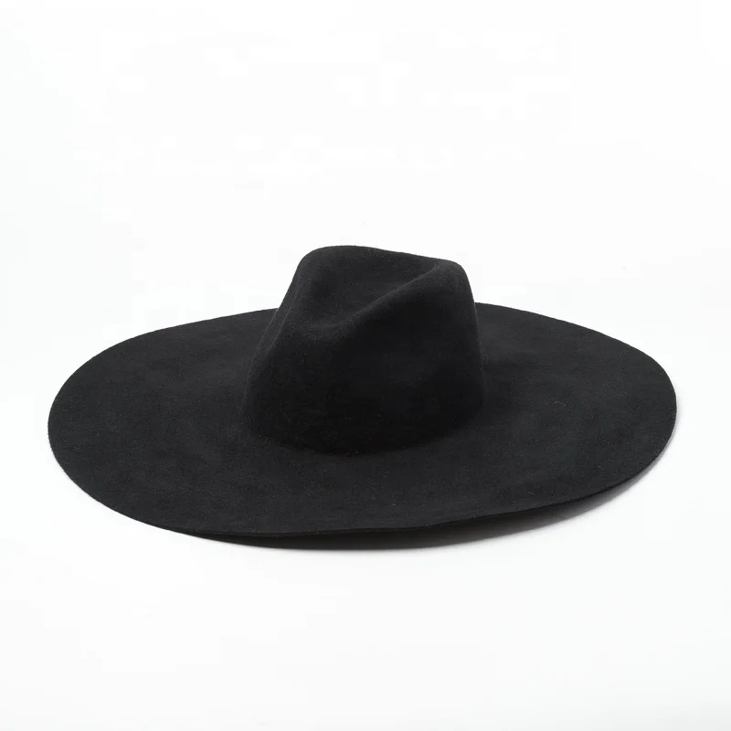 Custom Luxury 14.5cm Wide Brim Stiff Wool Felt Fedora Hat