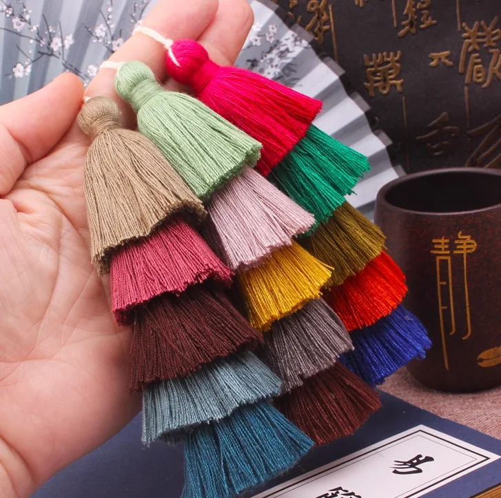 Оптовая продажа 12 5 см многоцветная 5-слойная кисточка с петлей декоративная для ювелирных