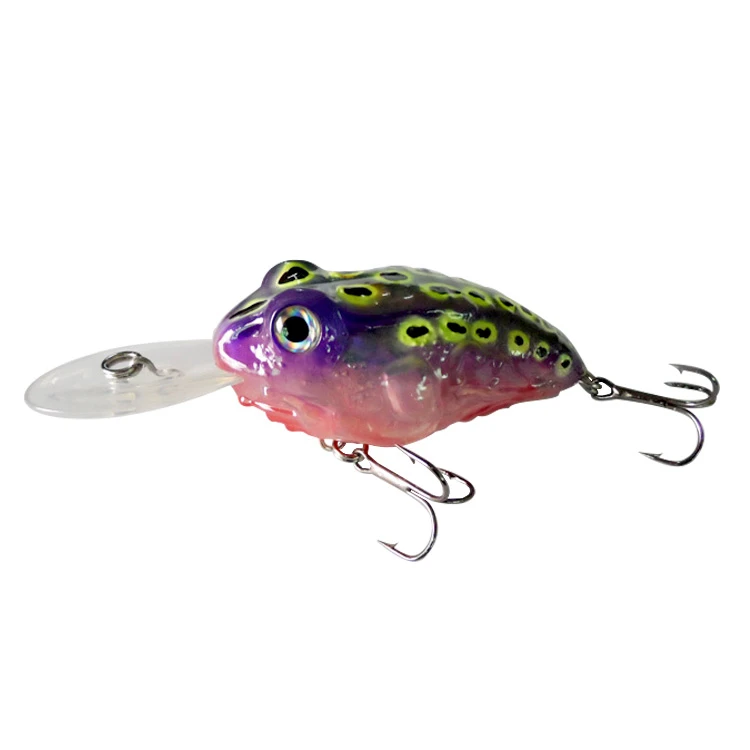 Topwater Fishing Lure Bait New Frog Lure Crankbait with Skirts & Three Hook 