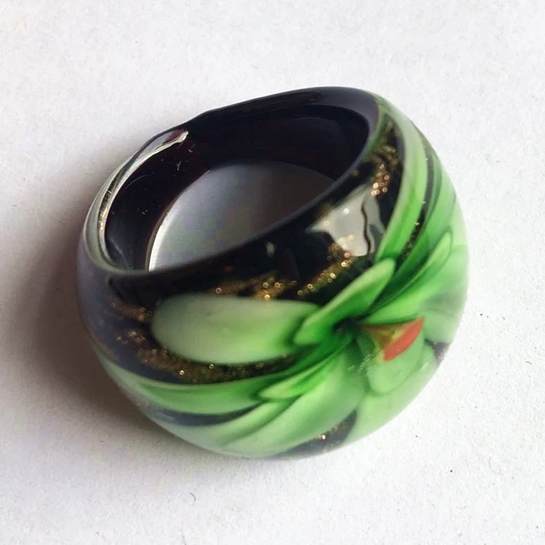 Mixed Designs Decorative Colorful Murano Glass Ring Bohemian Jewelry Beautiful Gift
