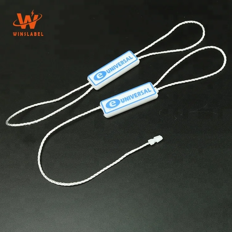 Factory Wholesale Swing Hangtag Loop Cord Lock High Quality Unique Design Garment Plastic Security Seal String Tags for Clothing