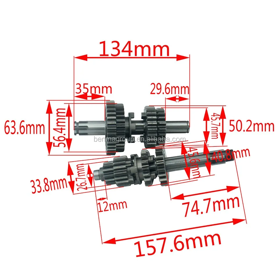 ZS150 Main Shaft Counter Shaft Fourth Gear Transmission Gear Box for 150cc Horizontal Engine