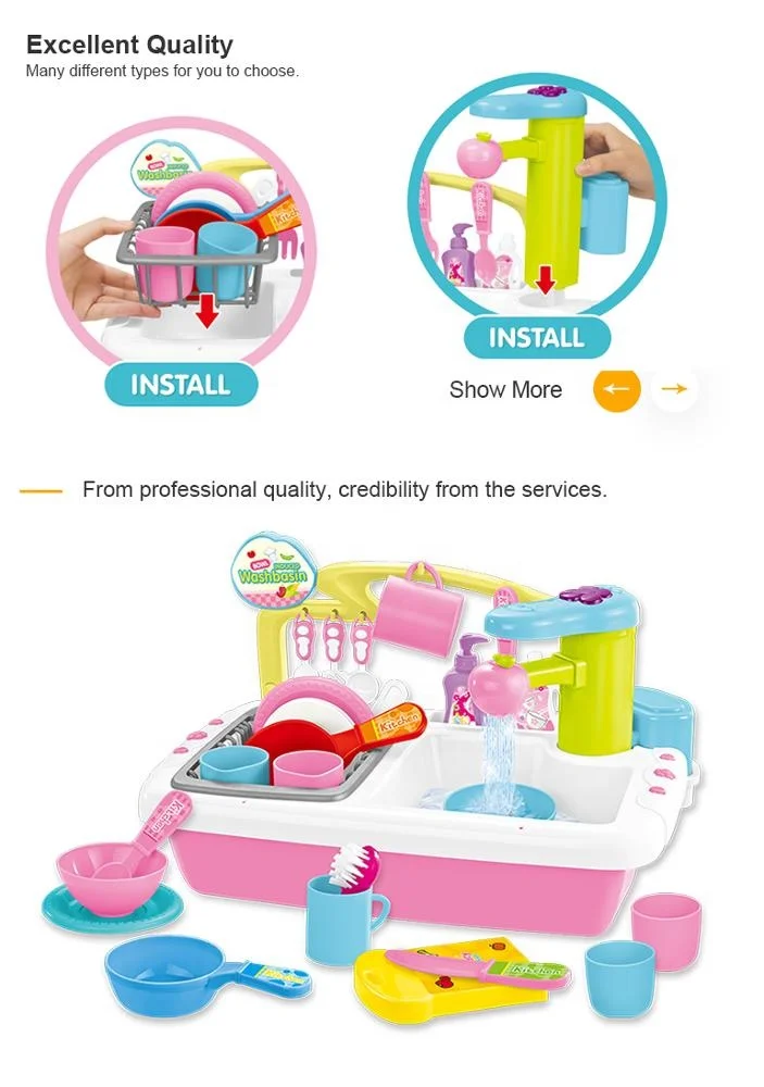 Lavabo Pour Tout-Petit 23pcs - Jouet Évier Cuisine Avec Eau Courante, Lave-Vaisselle Électrique Et Accessoires