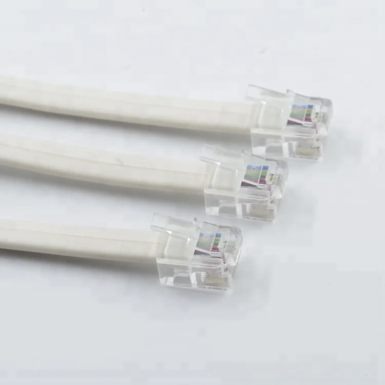 Manufacture 6P6C Coadsl Filter Line Copper Flat Cord CAT3 24awg Telephone Cable Rj11 Chinese Telecommunication Female 6 Pin Cat6