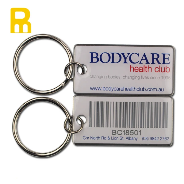 Hot Sale Barcode Key Tags Key Fobs Keychains As VIP Card in Club GYM  Member ID Tag QR Code Serial Number Tag