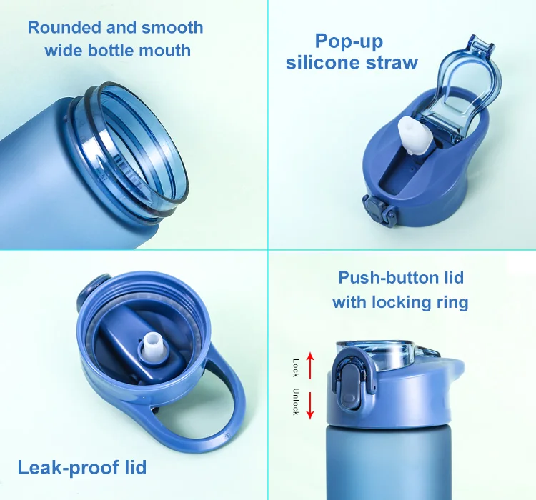 D24 tritan sports plastic water bottle with straw 1-4