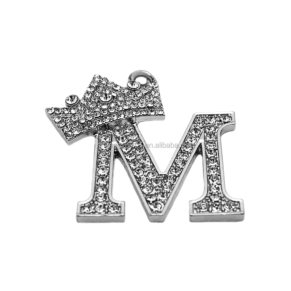 VAMPAR Fashion Khaki Designer Metal Crystal Letter M