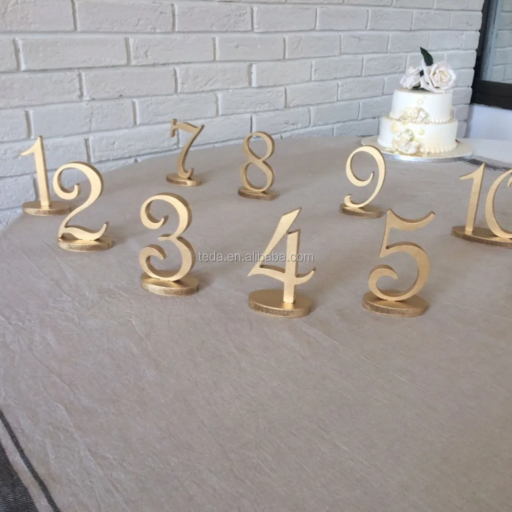 Wedding Table Numbers Gold