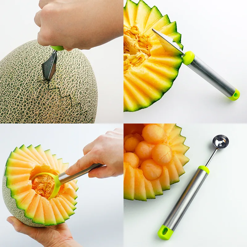 3pcs Garnish Shape Tool Set for Fruit Vegetable, Fruit Scooper