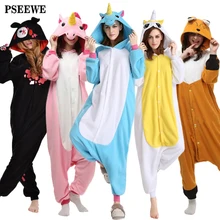 Polar fleece Onesie Unicorn Bear kangaroo Adult Animal Pyjamas women Animal pajamas one piece Sleepwear female