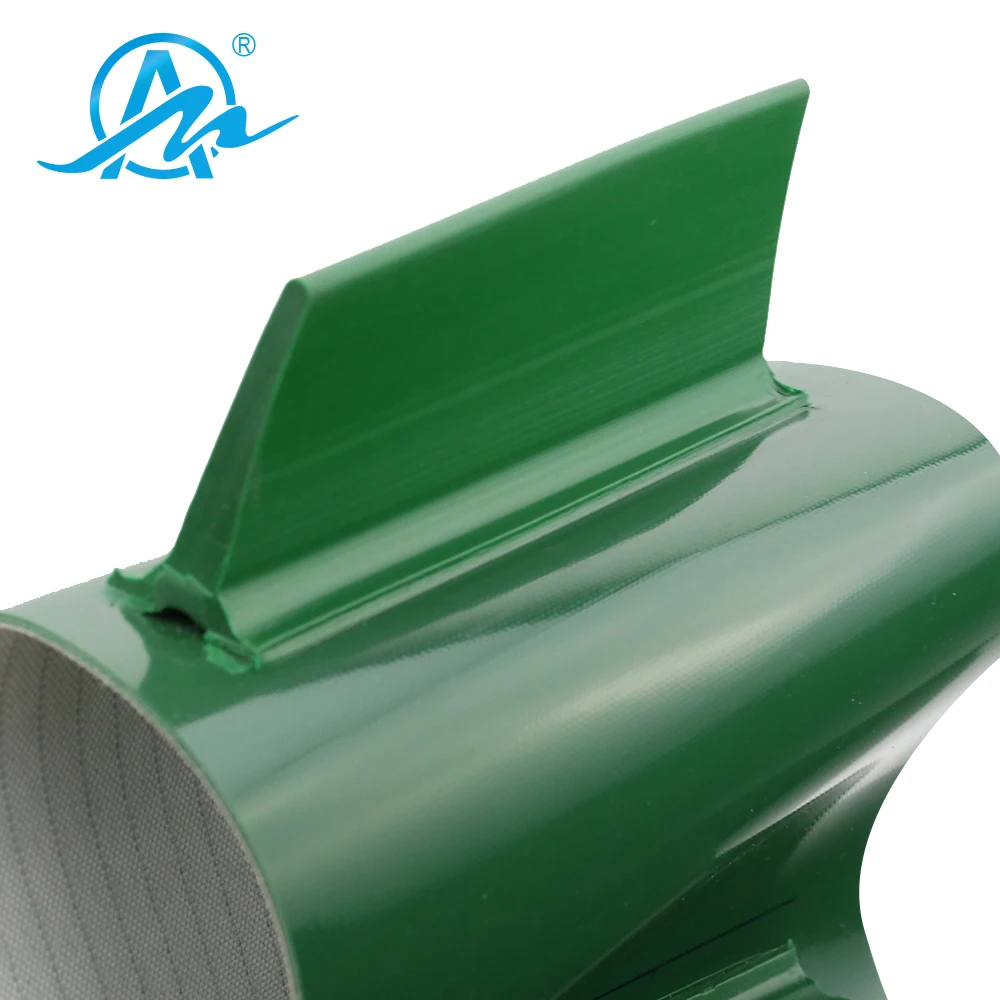 Зеленый ПВХ перегородки конвейер используемый в обрабатывающей промышленности