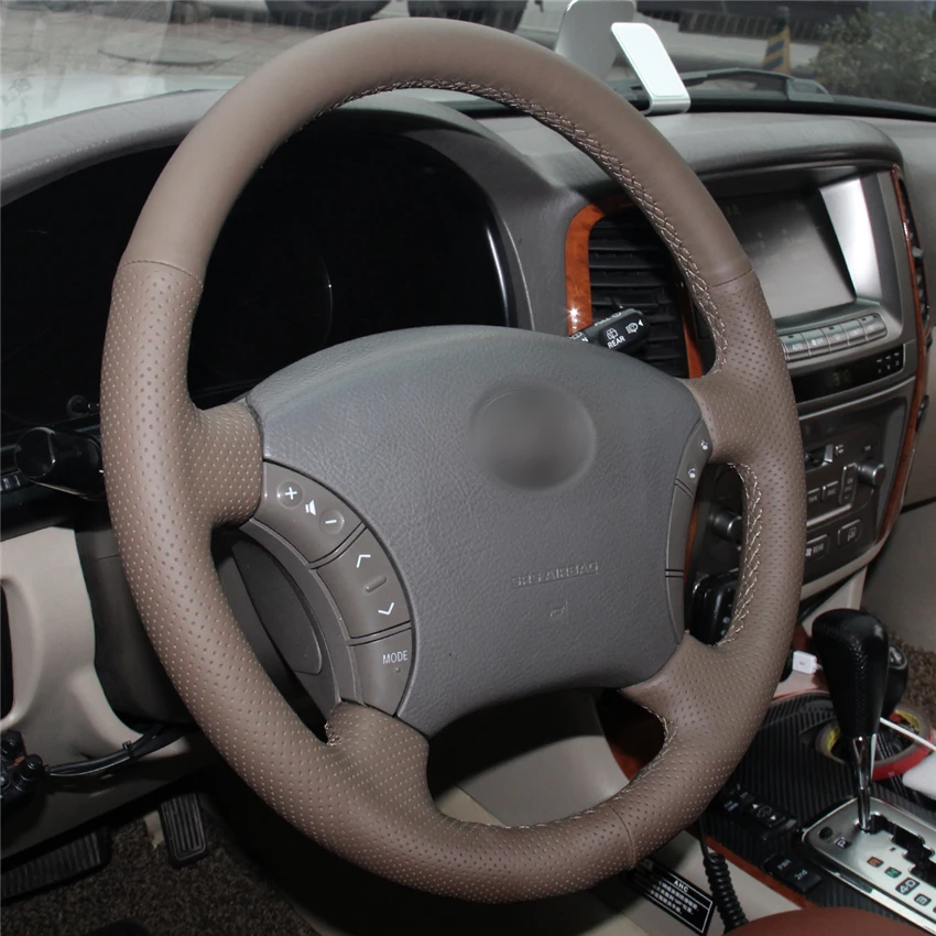 Coffee Custom Steering Wheel Cover for Toyota Land Cruiser Prado 120 2004 2005 2006 2007 2008 2009 Tacoma 2010 2011 4Runner 2003