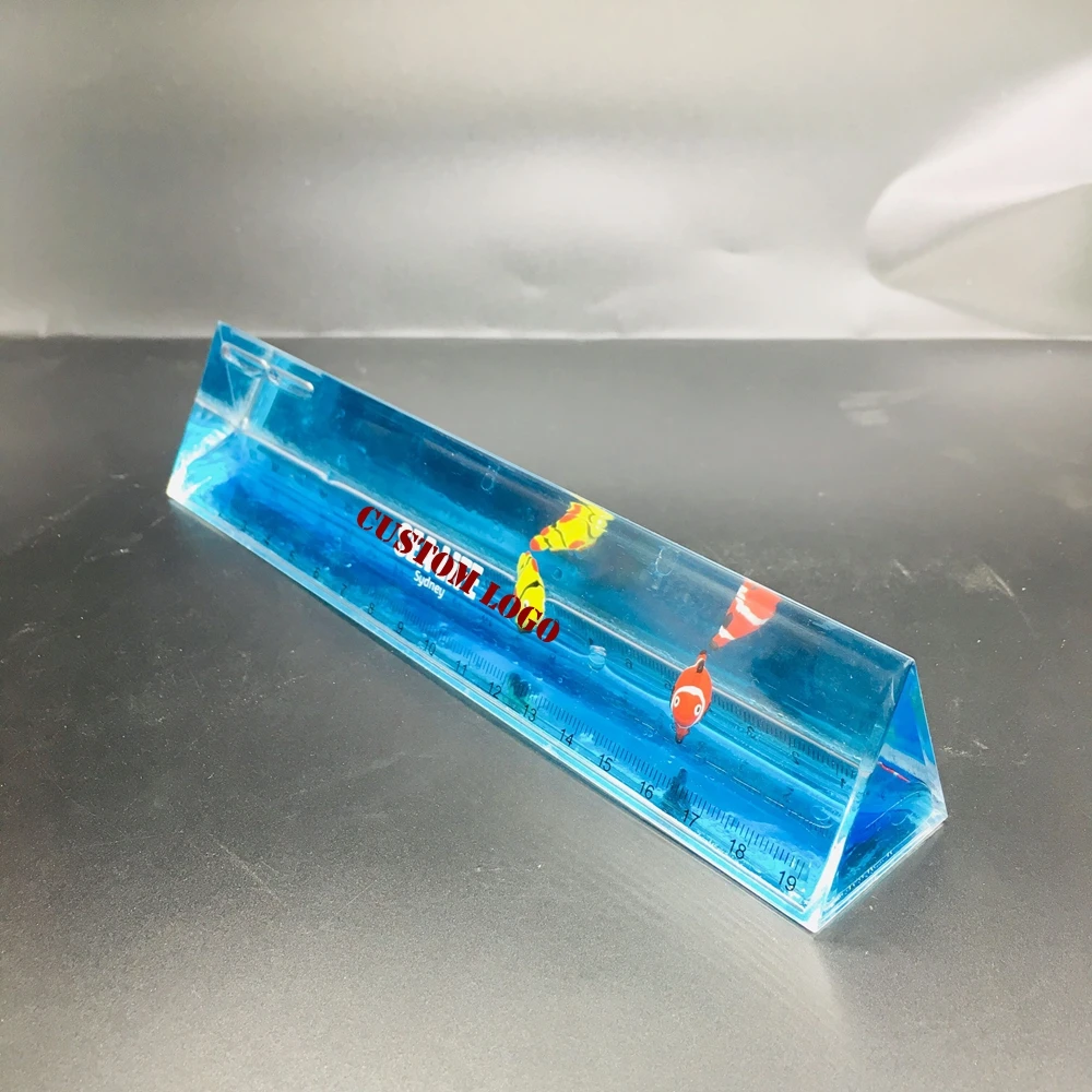 Пластиковая акриловая жидкая масляная треугольная линейка с 3d-поплавком в виде рыбы