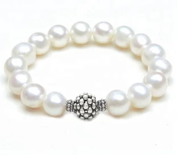 Sterling silver natural Stretch pearl bracelet for women