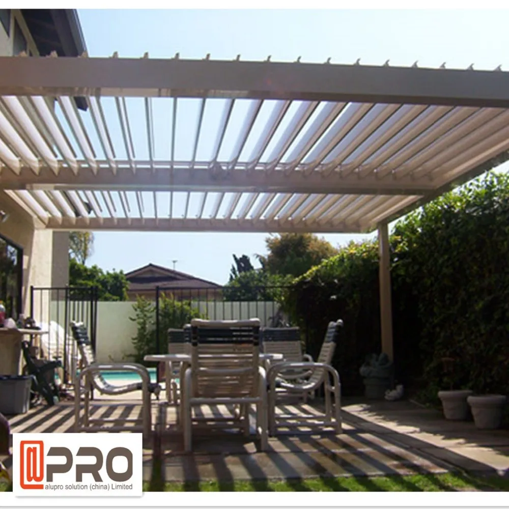 Latest Modern House Design Sun Shade Aluminium Electric Louvers Roof Pergola Outdoor Motorized Adjustable Louver Roof Pergola
