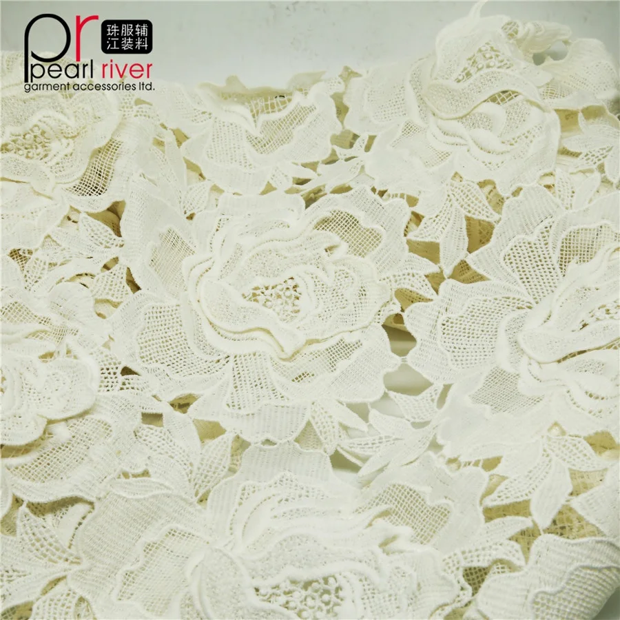 Labor danza Activamente Wholesale Tela de encaje bordado de flores blanco Guipure de algodón a la  moda From m.alibaba.com