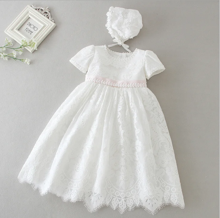 Для маленьких девочек, белое крестильное платье Бутик детское платье на крестины; Крестильное платье белое платье