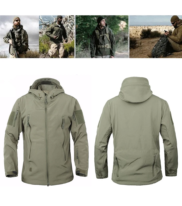 Men's Outdoo Tactical Camouflage Watepoof Softshell Hooded Combat Jacket Hiking Camping Winte Coat Fleece_voghion.com
