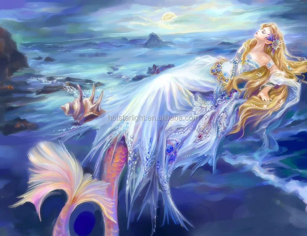 Popular 50x65cm Mermaid Fish Tales Home Goods Wall Art Canvas 