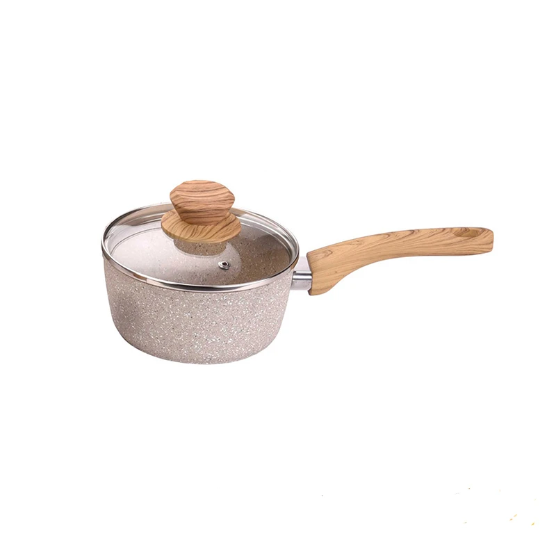 Parini Masterclass Premium Cookware Marble Pink Cookware Set Wooden Handle