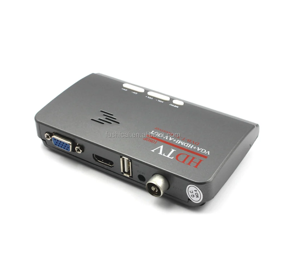 USB 2.0 Freeview Grabador de sintonizador de TV 1080P HD HDMI H.264 DVB-T2 Puerto VGA TV Box con Control Remoto Decodificador de TV Digital Full HD 1080P terrestre 
