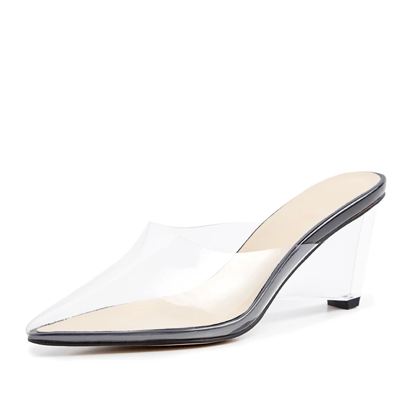 
WETKISS/зимние сапоги Женская несвязанная обувь 2019 женские босоножки с открытой пяткой; Цвет: прозрачный ПВХ; Туфли без задника женская обувь на прозрачном каблуке; На танкетке; Босоножки с открытой пяткой; Шлепанцы без задника с открытыми пальцами 
