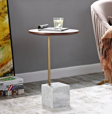 Modern Luxury End Table Design Small Marble Base Round Side Table for Living Room Furniture