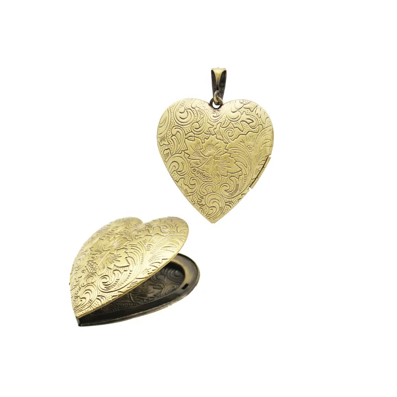 Vintage Style Heart Shape Photo Frame Memory Locket Pendant Necklace