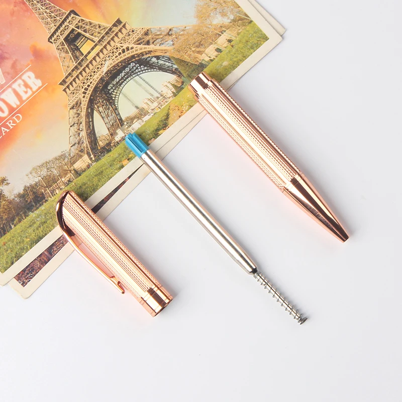 Ручка с логотипом подарок рекламная металлическая шариковая ручка из розового золота на