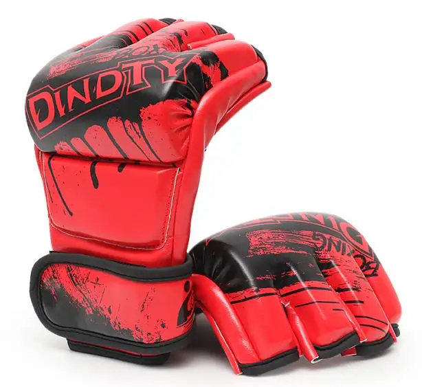 
Оптовая продажа, Детские и взрослые боксерские тренировочные перчатки с логотипом на заказ, перчатки для ММА на полпальца 